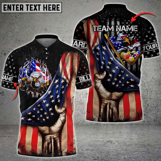 Frenzidea Billiard The Mystery Behind US Flag Personalized Name, Team Name Unisex Shirt