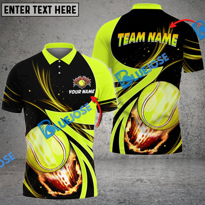 Frenzidea Tennis Ball Fire Colourful Personalized Name, Team Name Unisex Shirt ( 4 Colors )