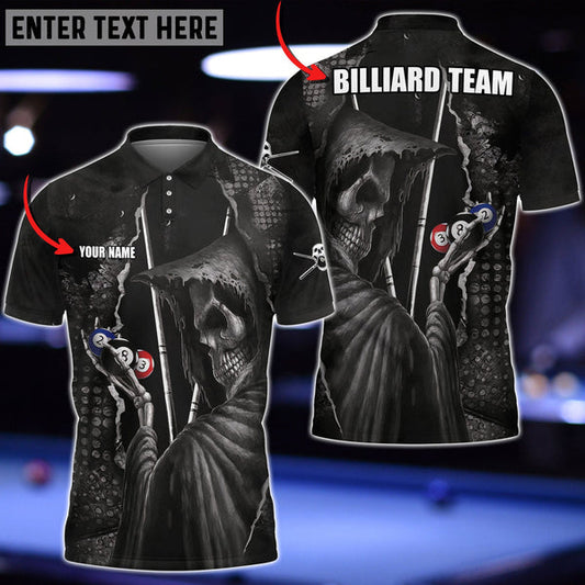 Frenzidea Billiards Skull Conqueror Personalized Name 3D Shirt