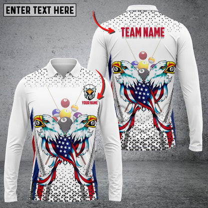 Frenzidea Billiard Eagle US Flag Personalized Name, Team Name Unisex Shirt