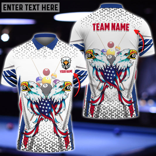 Frenzidea Billiard Eagle US Flag Personalized Name, Team Name Unisex Shirt
