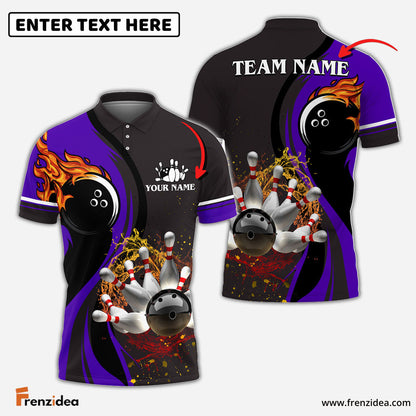 Frenzidea Bowling And Pins Water Flow Multicolor Option Customized Name 3D Shirt
