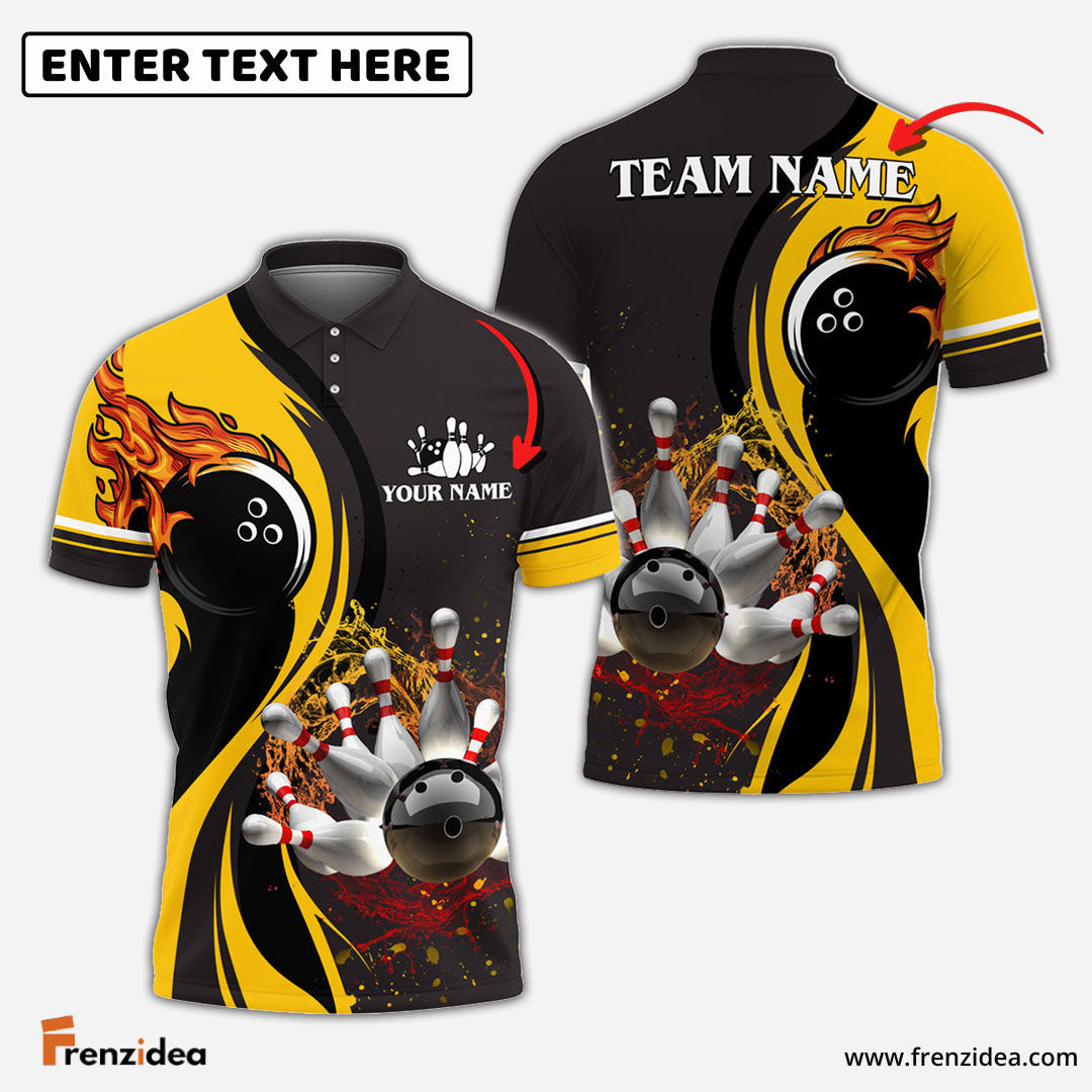 Frenzidea Bowling And Pins Water Flow Multicolor Option Customized Name 3D Shirt