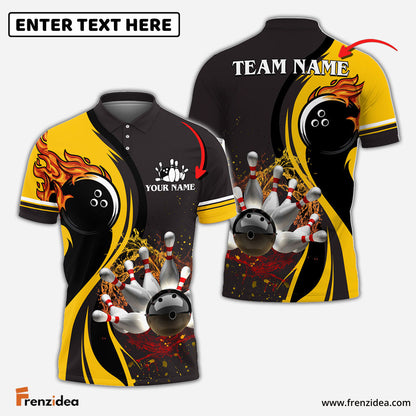 Frenzidea Bowling And Pins Water Flow Multicolor Option Customized Name 3D Shirt