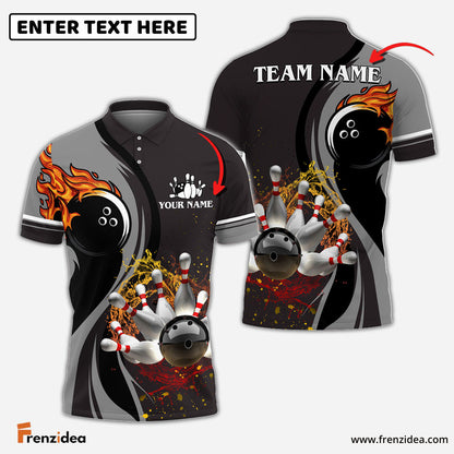 Frenzidea Bowling And Pins Water Flow Multicolor Option Customized Name 3D Shirt