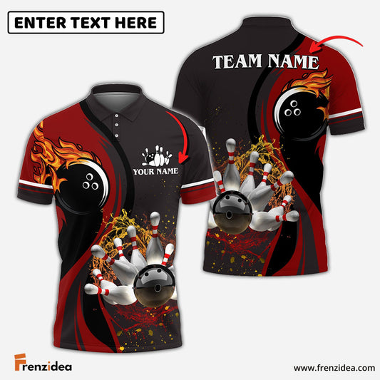 Frenzidea Bowling And Pins Water Flow Multicolor Option Customized Name 3D Shirt