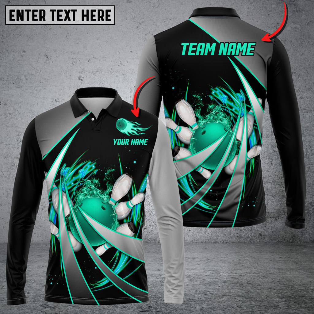 Frenzidea Flame Bowling And Pins Tornado Pattern Multicolor Customized Name 3D Shirt