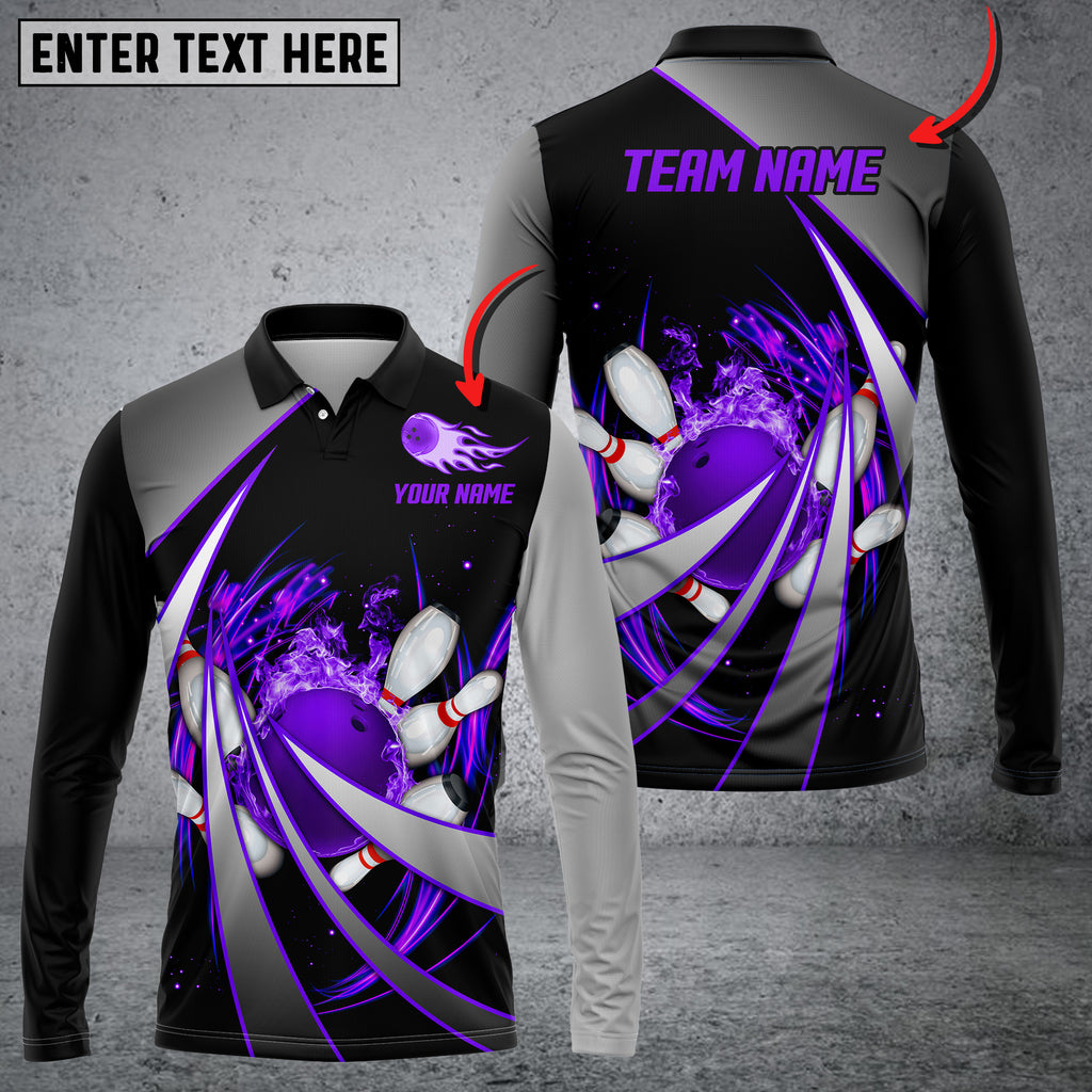 Frenzidea Flame Bowling And Pins Tornado Pattern Multicolor Customized Name 3D Shirt