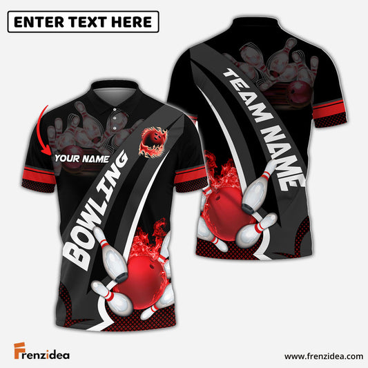 Frenzidea Bowling And Pins Plame Premium Multicolor Option Personalized Name 3D Shirt