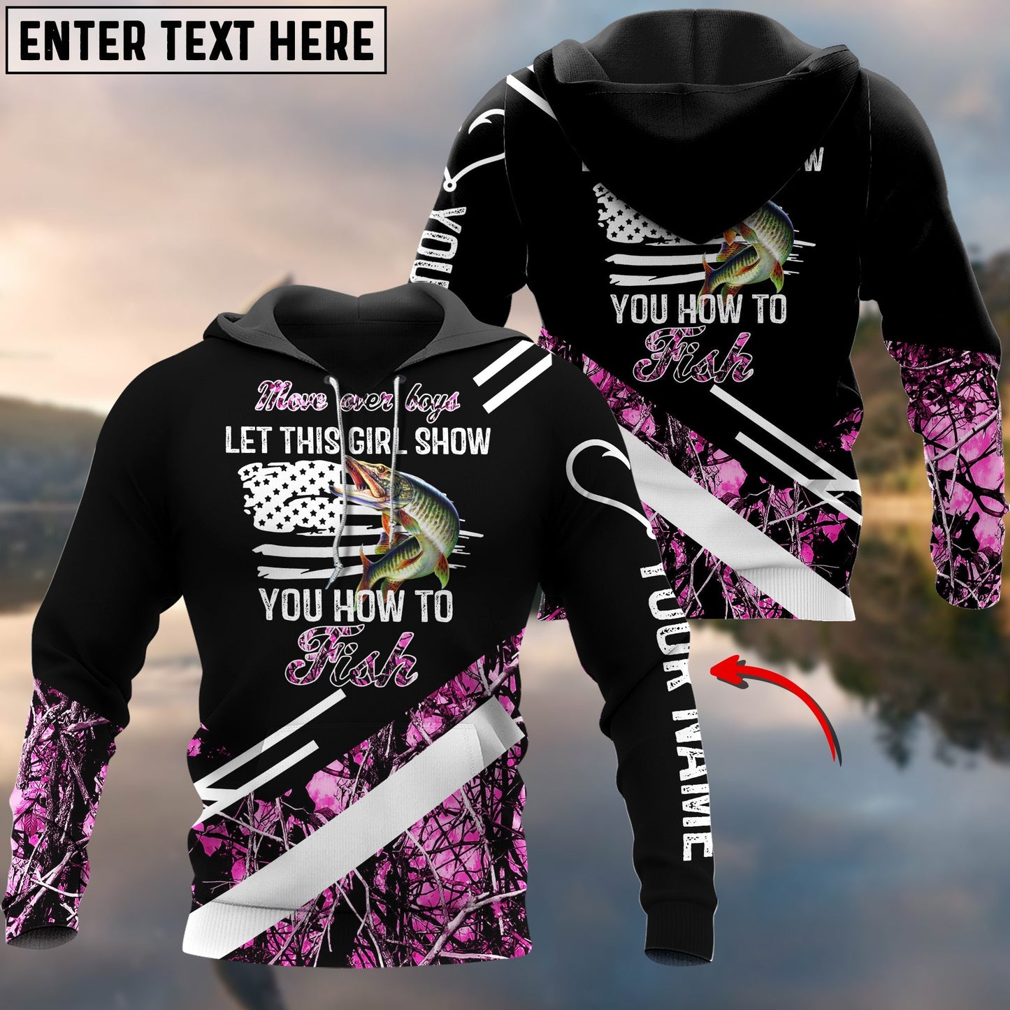 Frenzidea Move Over Boys Let This Girl Show You How To Fish Musky Pink Camo Custom 3D Shirts