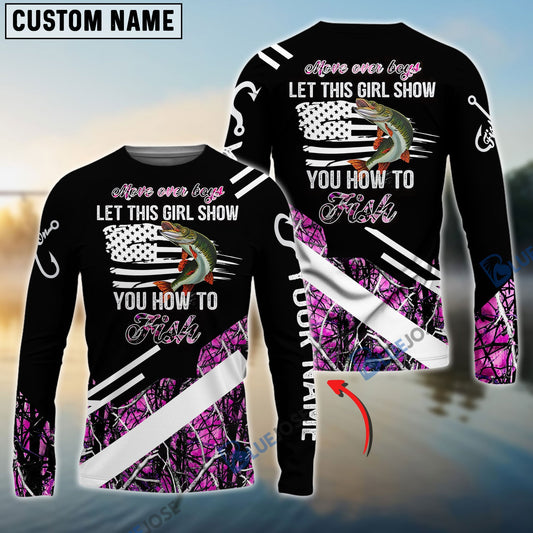Frenzidea Move Over Boys Let This Girl Show You How To Fish Musky Pink Camo Custom 3D Shirts