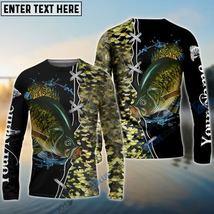 Frenzidea Crappie Fishing Green Scale Customize Name Performance Long Sleeve Fishing Shirts