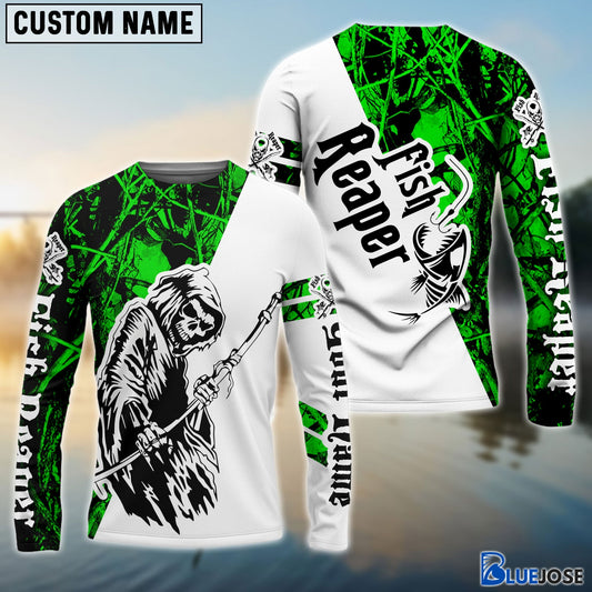 Frenzidea Halloween Fish Reaper Green Camo Custom Name Long Sleeve
