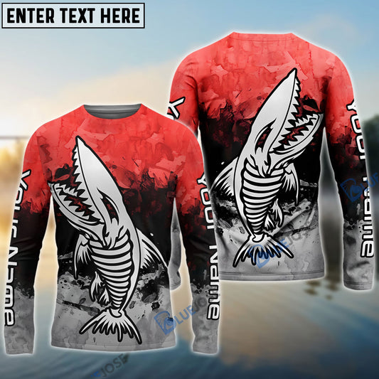 Frenzidea Red Men's Skeleton Fish Custom Name 3D Shirt