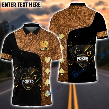 Frenzidea Casino Poker Leather Pattern Personalized Name 3D T-Shirt