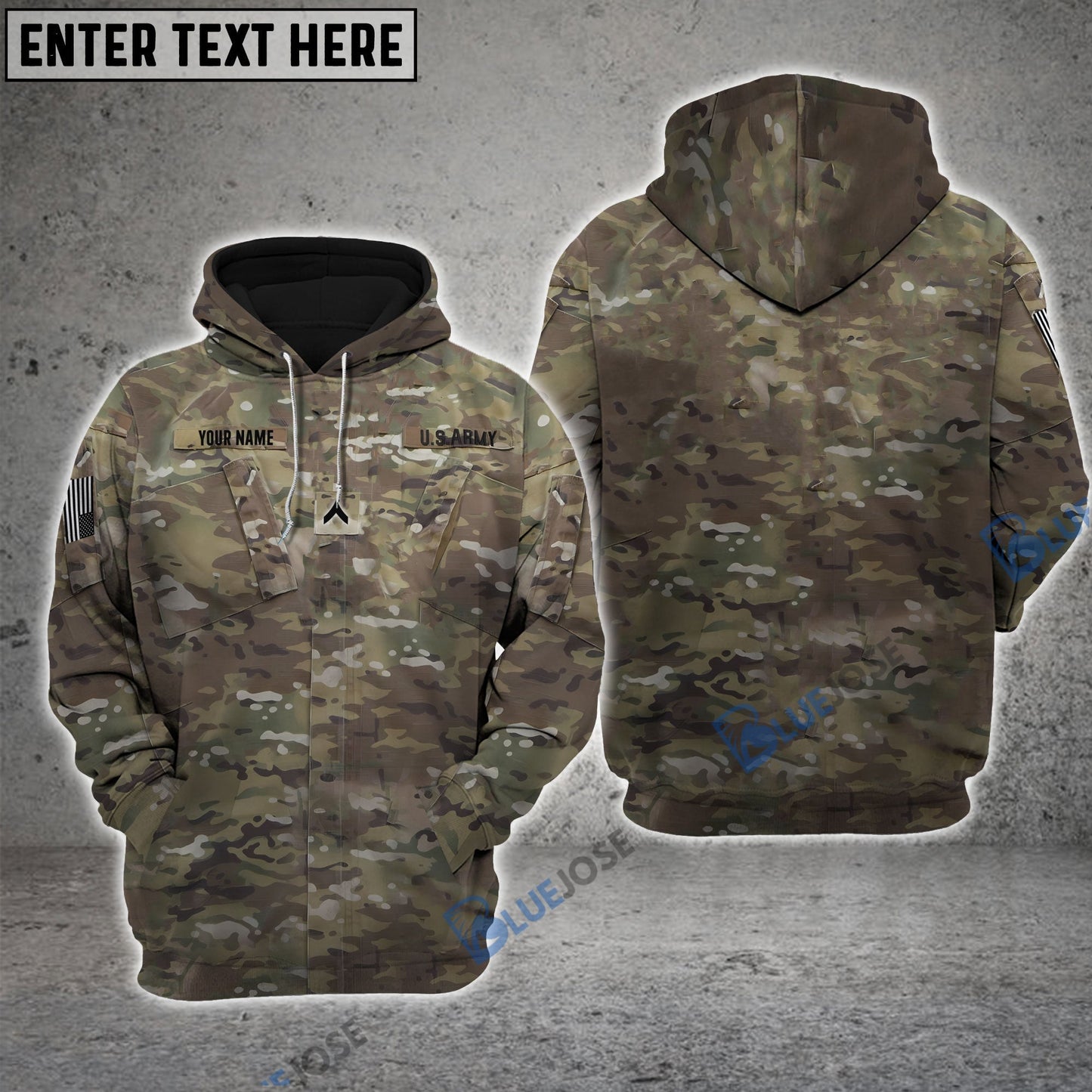 Frenzidea Premium Multiple US Military Services Veteran Personalize Hoodie
