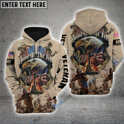 Frenzidea Premium Home Of The Free US Veteran Zip Hoodie