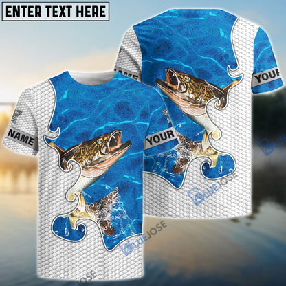 frenzidea Customize Name Walleye Fishing Blue Water 3D Hoodie