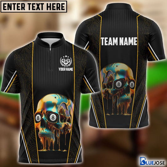 Frenzidea Billiard Golden Skull Customized Name 3D Shirt