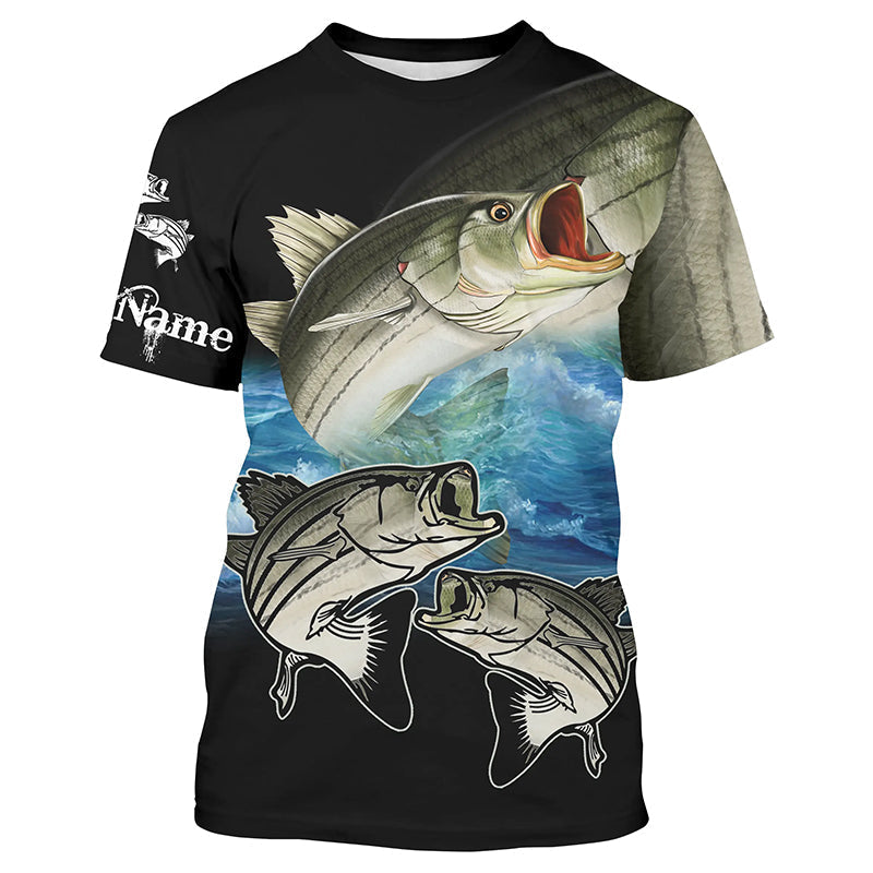 Frenzidea Striped Bass (Striper) Fishing Customize Name 3D Shirts