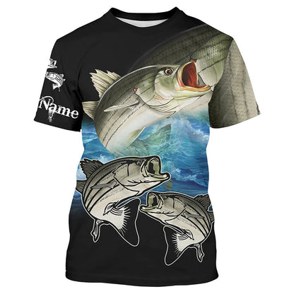 Frenzidea Striped Bass (Striper) Fishing Customize Name 3D Shirts