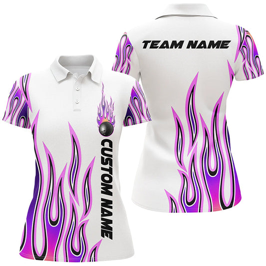 Frenzidea Purple Flame Bowling Personalized All Over Printed Shirt For Women