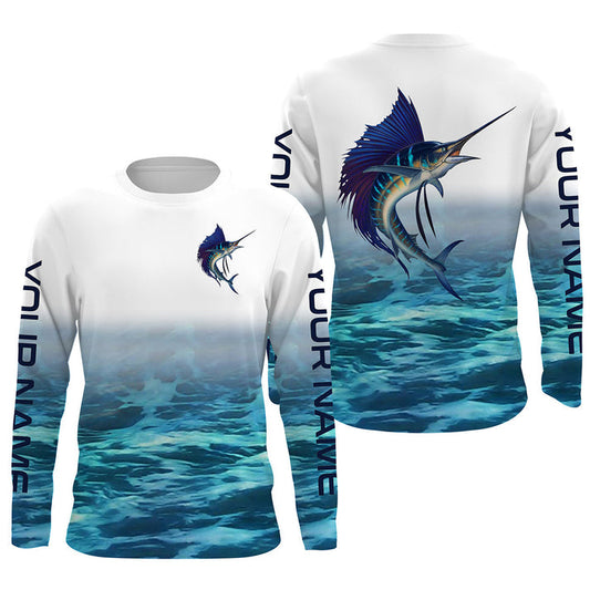 Frenzidea Personalized Sailfish Saltwater Performance Fishing Shirts, Custom Sailfish Tournament Shirts