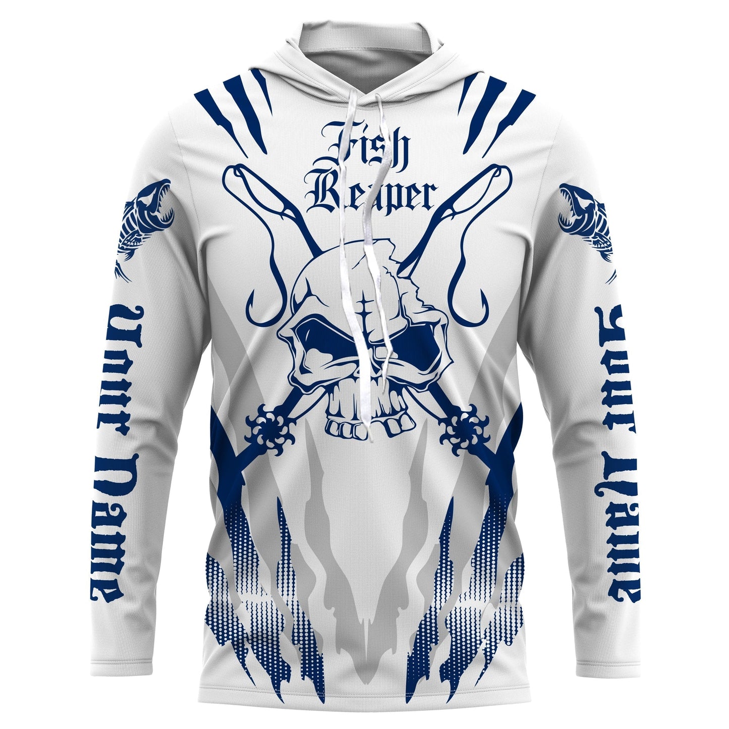 Frenzidea Halloween Skull Fish Reaper Custom Long Sleeve Fishing Shirts