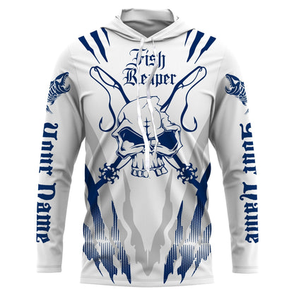 Frenzidea Halloween Skull Fish Reaper Custom Long Sleeve Fishing Shirts