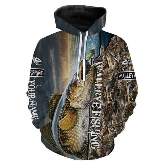 frenzidea Walleye Fishing 3D All Over Printed Customized Name 3D Hoodie