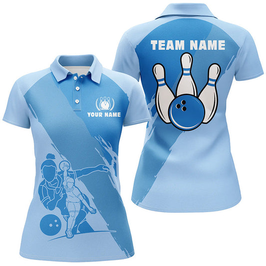 Frenzidea Cyan Bowling Lpayer Classic Personalized All Over Printed Shirt For Women