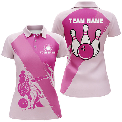 Frenzidea Pink Bowling Player Classic Customized Name 3D Shirt For Women