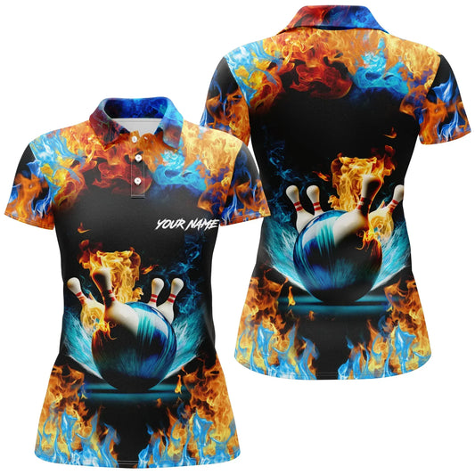 Frenzidea Bowling Water Fire Background Personalized All Over Printed Shirt For Women