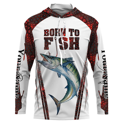 Frenzidea "Born To Fish" King Mackerel Fishing Red Camo Custom 3D   Long Sleeve Fishing Shirts