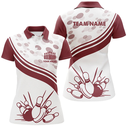 Frenzidea Vintage White Bowling Premium Customized Name 3D Shirt For Women