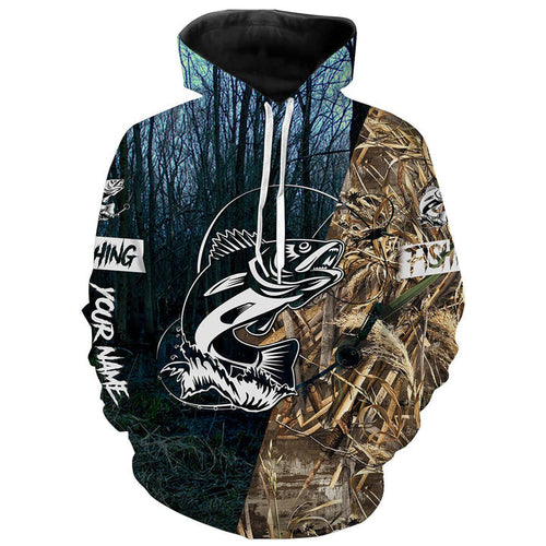 frenzidea Walleye Fishing Camo Customize Name 3D Hoodie