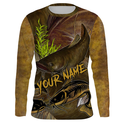 Frenzidea Personalized Flathead Catfish Fishing Jerseys, Catfish Scales   Long Sleeve Fishing Shirts