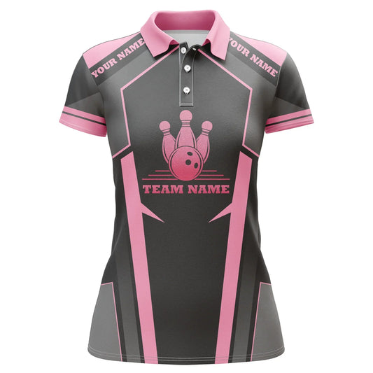 Frenzidea Black Pink Bowling Team Premium Customized Name 3D Shirt For Women