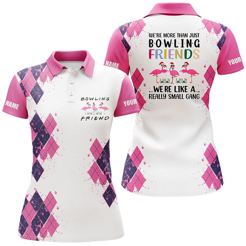 Frenzidea Pink Bowling We're More Than Just Bowling Friends Flamingo Premium Customized Name 3D Shirt For Women