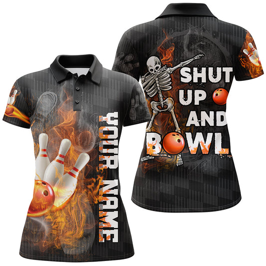 Frenzidea Shut Up And Bowl Funny Bowling Personalized All Over Printed Shirt For Women