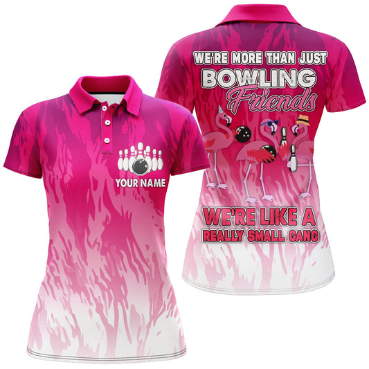 Frenzidea Pink Flamingo Bowling Personalized All Over Printed Shirt For Women