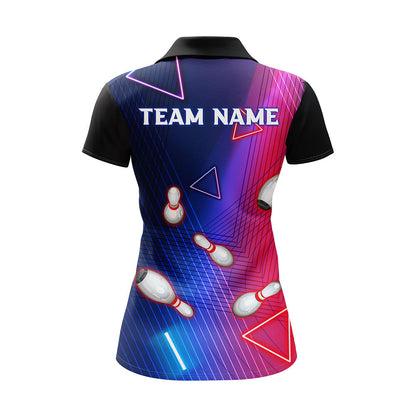 Frenzidea Navy Bowling Multicolor Ladies Team Premium Customized Name 3D Shirt For Women