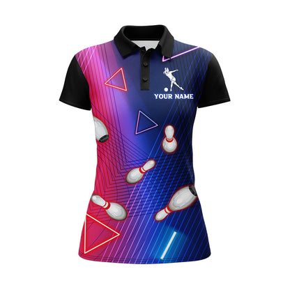 Frenzidea Navy Bowling Multicolor Ladies Team Premium Customized Name 3D Shirt For Women