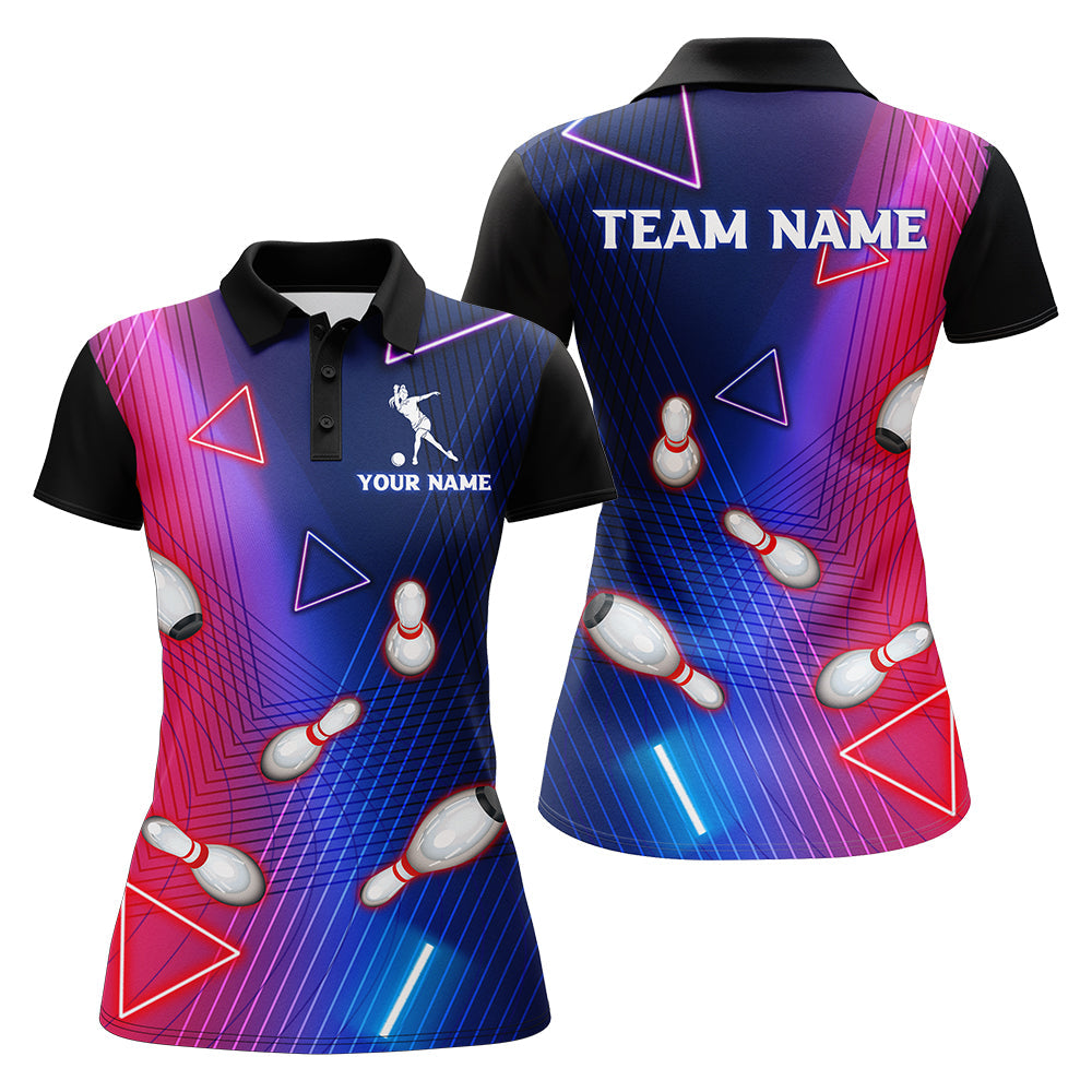 Frenzidea Navy Bowling Multicolor Ladies Team Premium Customized Name 3D Shirt For Women