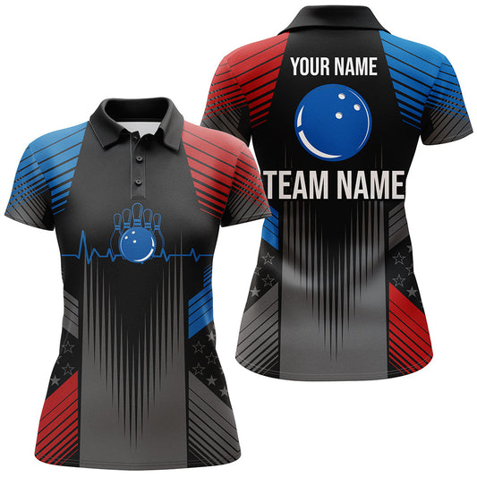Frenzidea USA Bowling For Team Patriotic Premium Customized Name 3D Shirt For Women