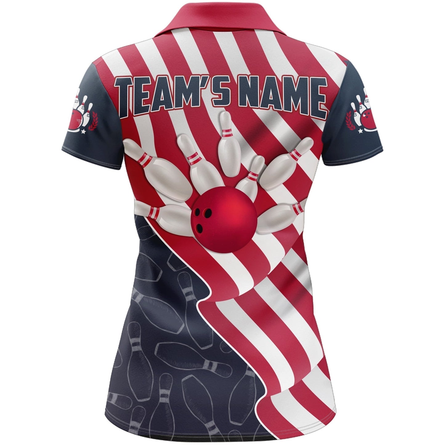 Frenzidea American Flag Bowling Patriotic For Team Premium Customized Name 3D Shirt For Women