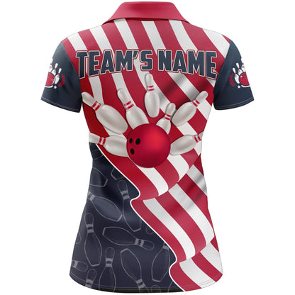 Frenzidea American Flag Bowling Patriotic For Team Premium Customized Name 3D Shirt For Women
