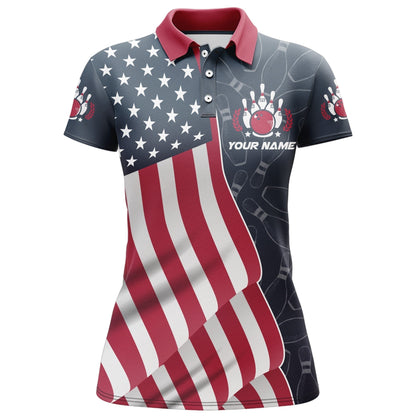 Frenzidea American Flag Bowling Patriotic For Team Premium Customized Name 3D Shirt For Women