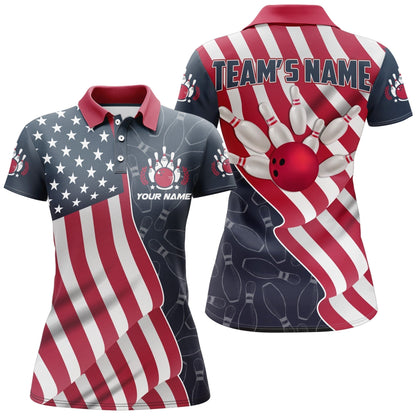 Frenzidea American Flag Bowling Patriotic For Team Premium Customized Name 3D Shirt For Women