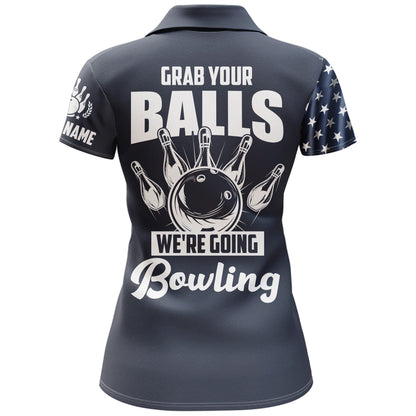 Frenzidea Grab Your Balls We're Going Bowling Premium Customized Name 3D Shirt For Women